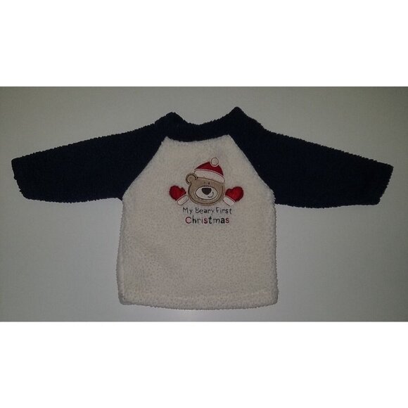 My Beary First Christmas Baby 2-Pc Footie Outfit Size 0-3 Months Blue Bear Feet - Picture 2 of 8